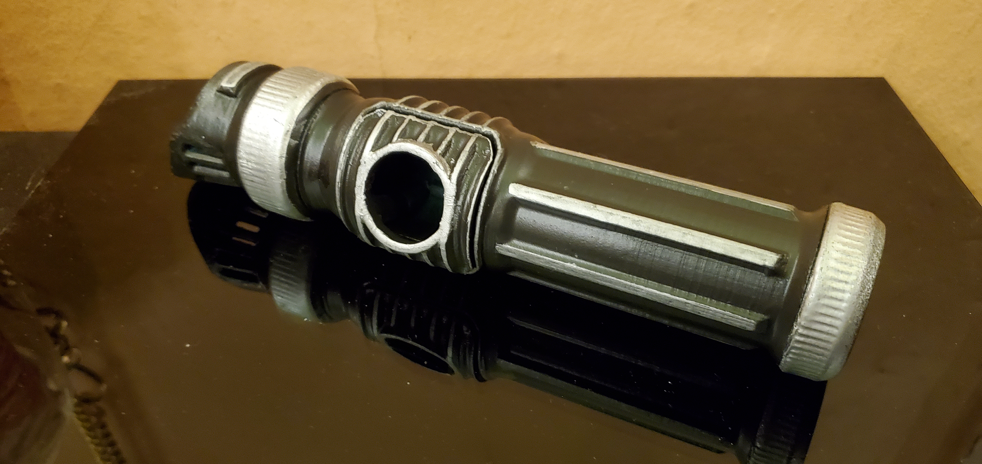 Finish example using spray paint over ABS. Still a bit gummy, even after top coat.