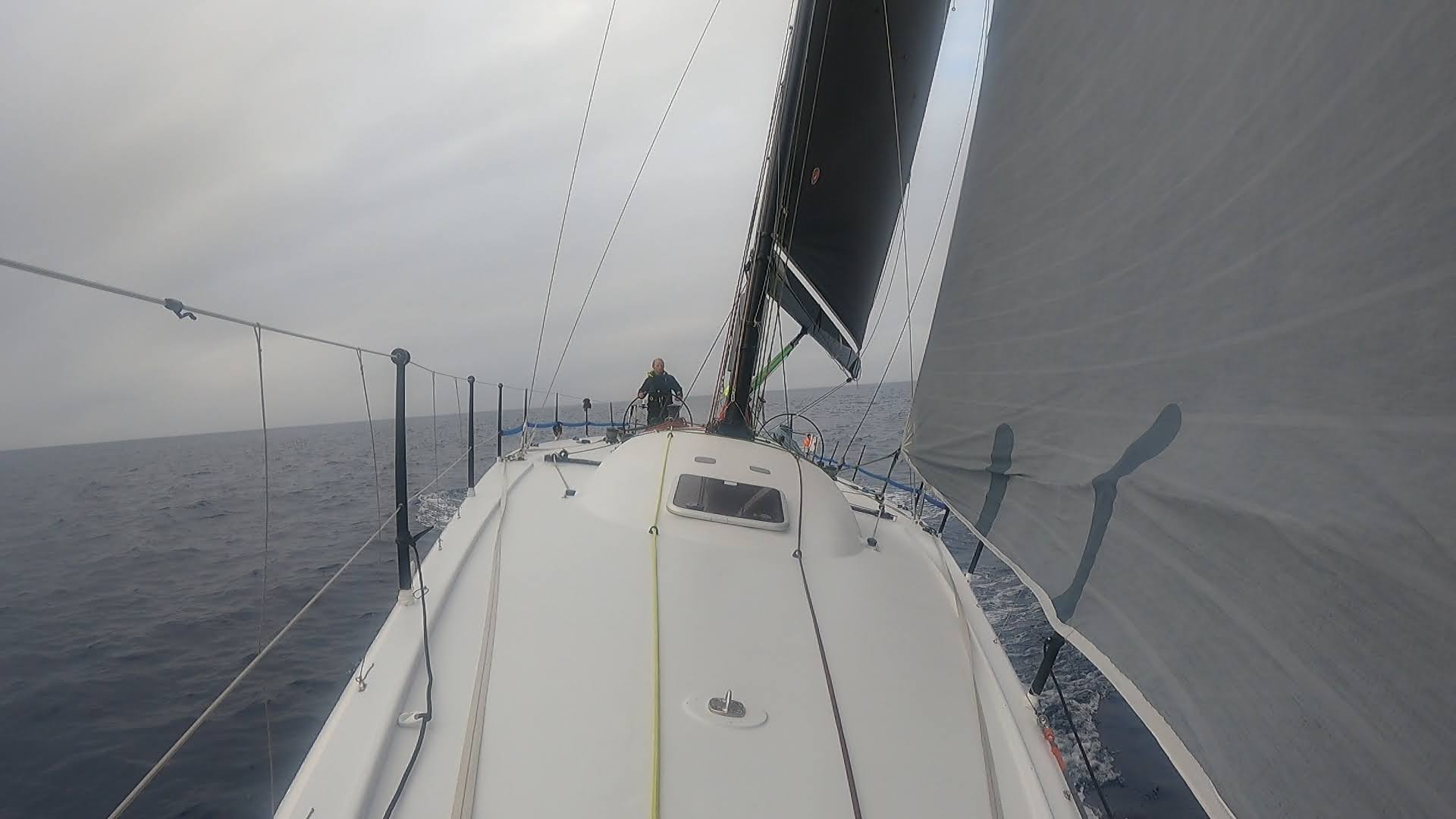 Looking back from the bow