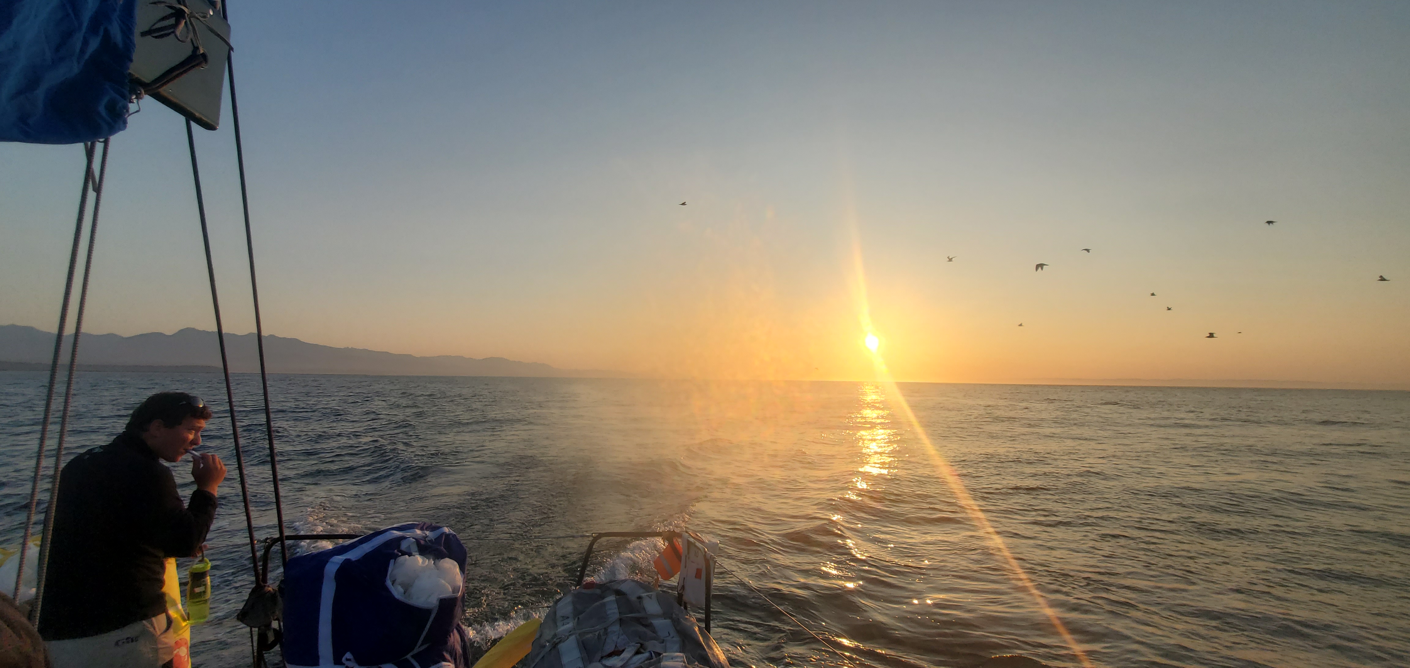 Hanging out while under tow